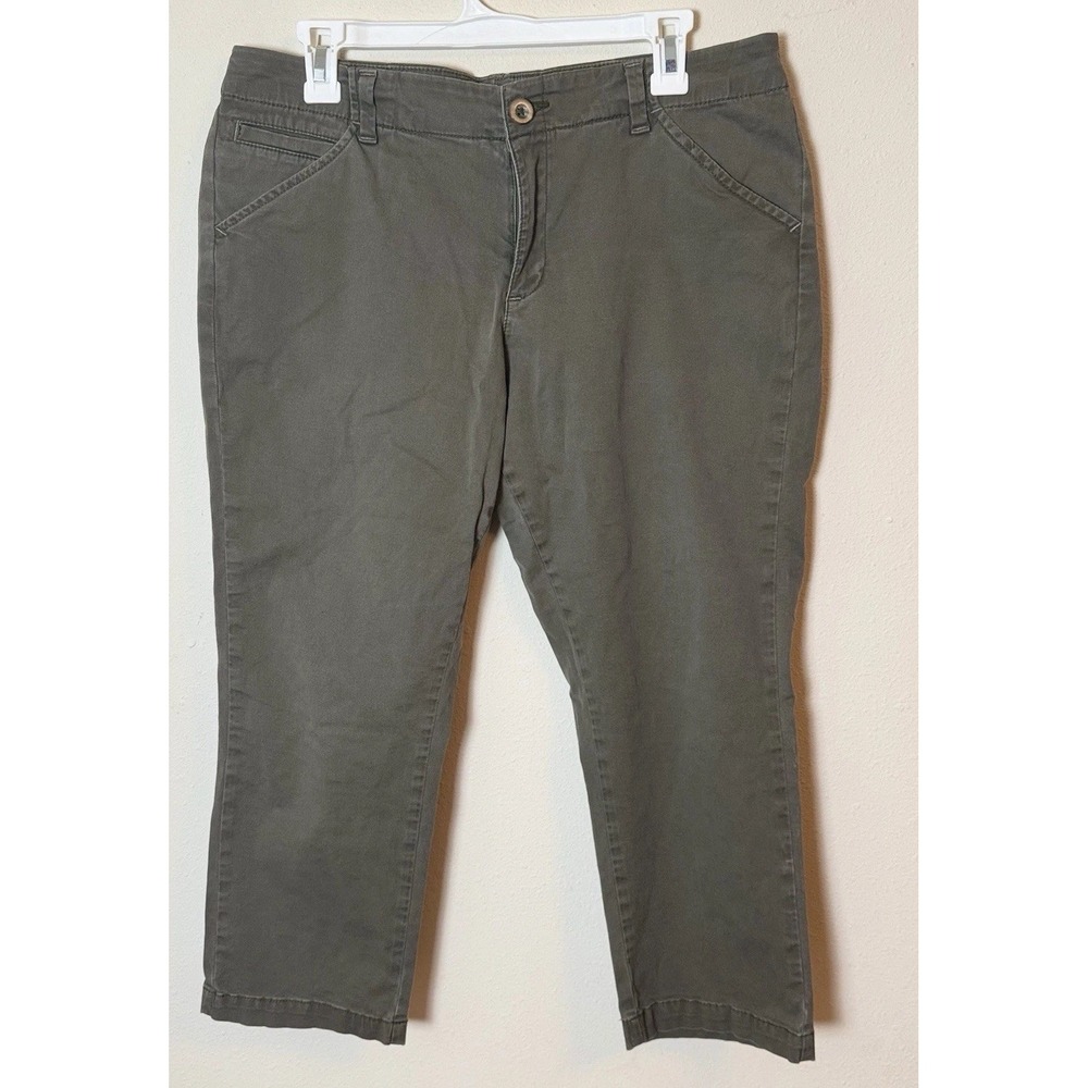 Lee Women's Olive Green Chino Capris Size 12 Cropped Flat Front Casual